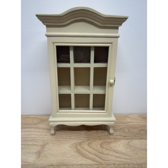 Wood Miniature Hutch with Opening Doors Ivory 13" X 8" - Picture 1 of 5
